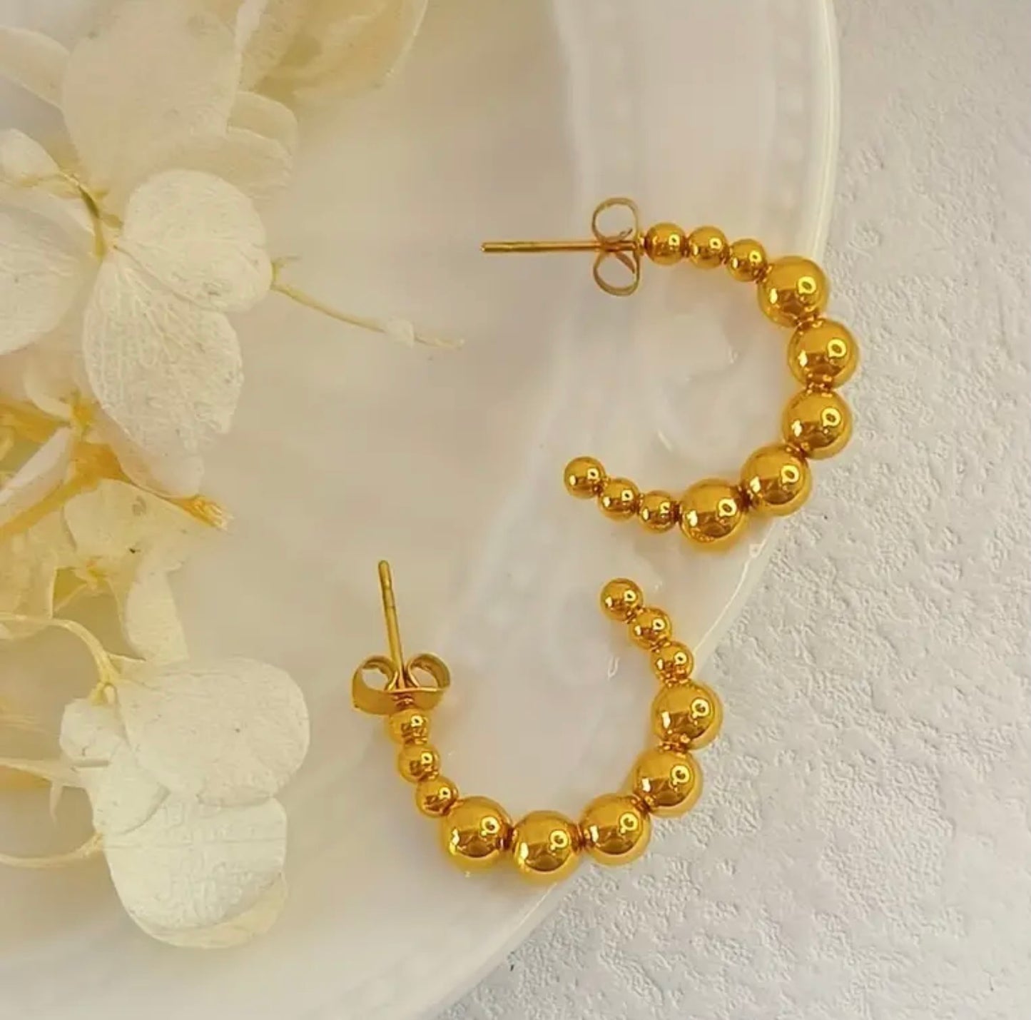 Luna Golden Bead Earrings
