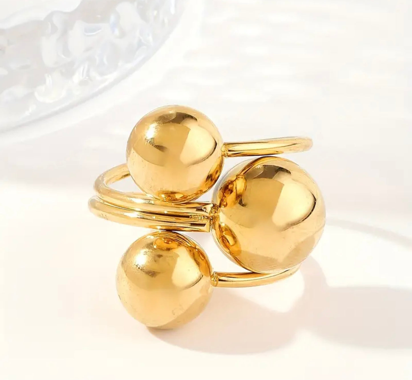 Luna Golden Bead Ring