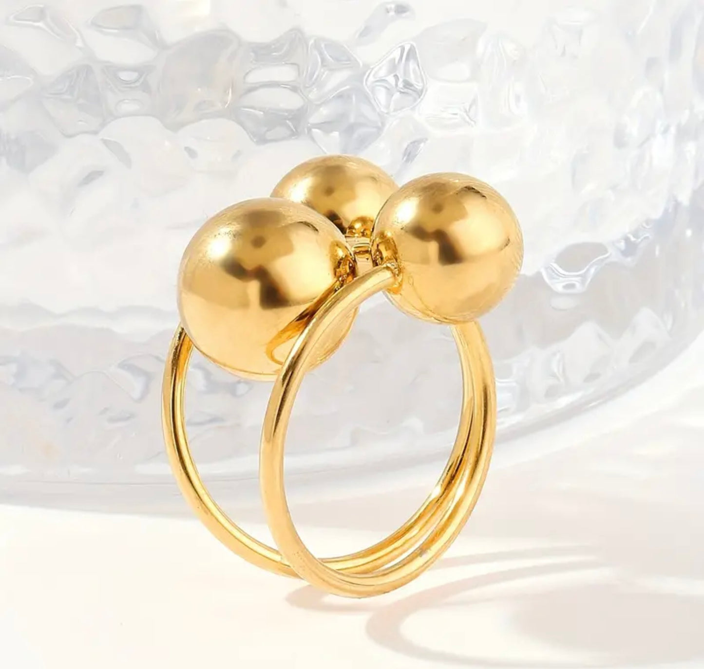Luna Golden Bead Ring