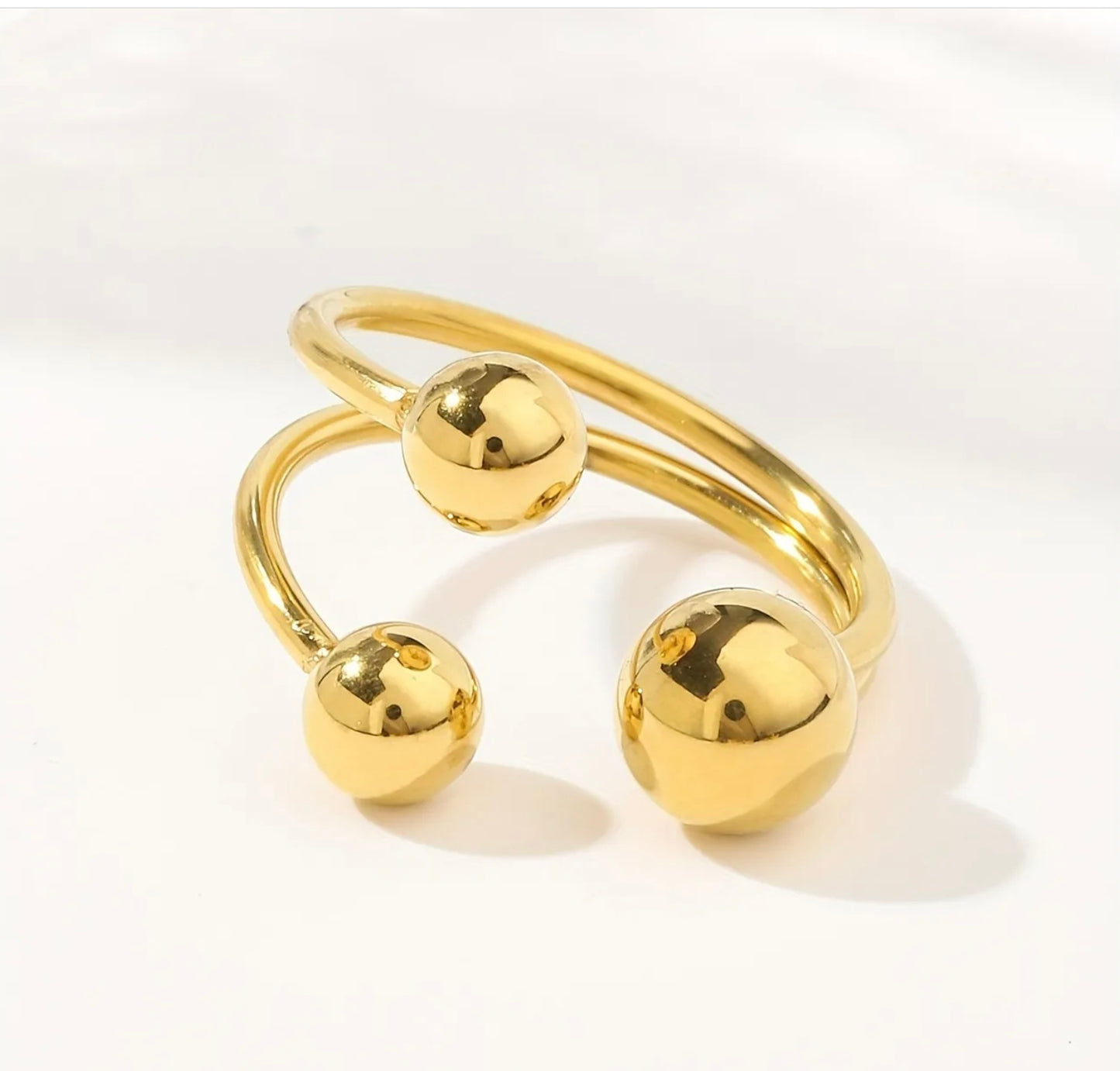 Luna Golden Bead Adjustable Ring