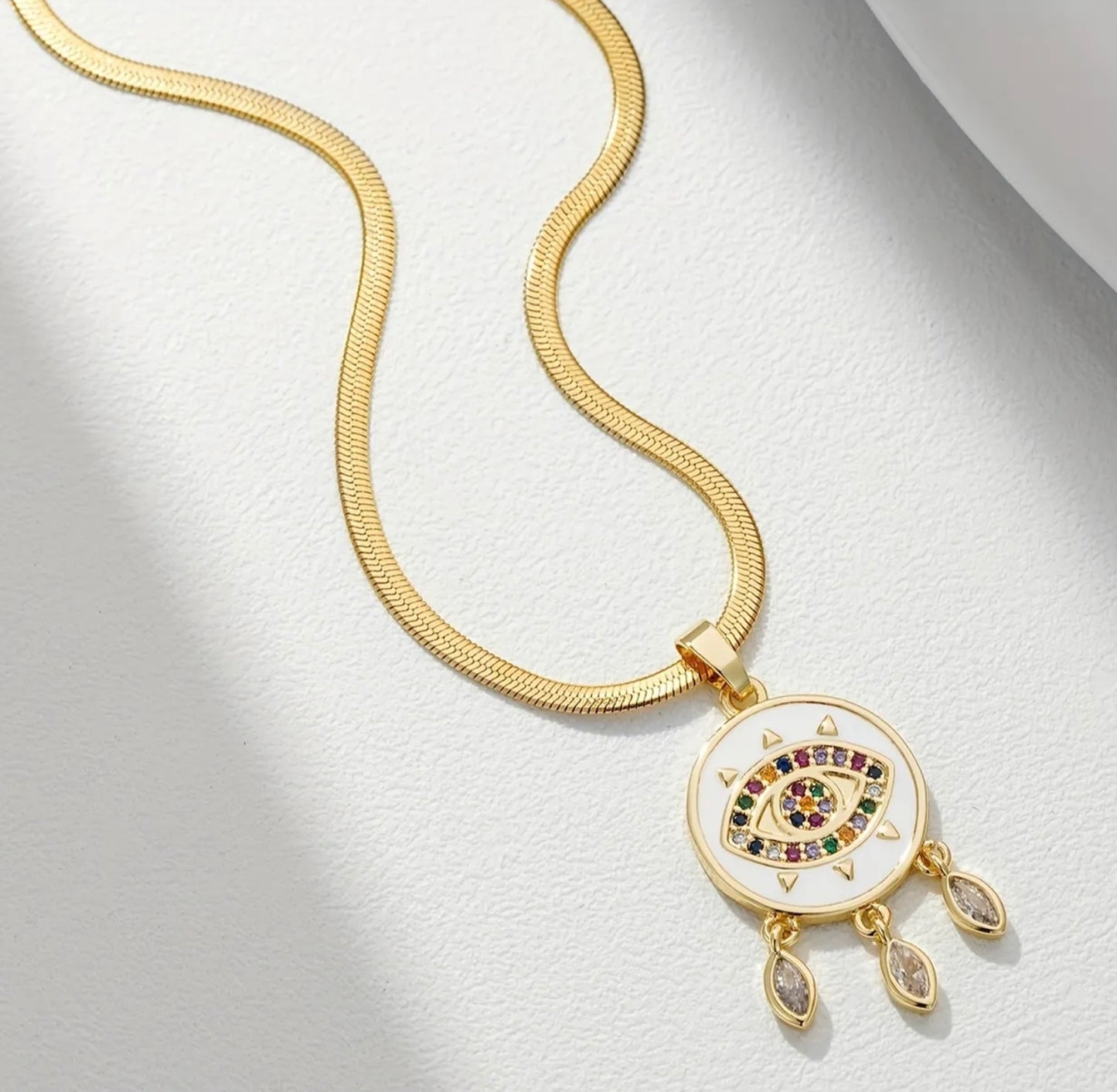 Serenity Eye With colorful Dimond Necklace