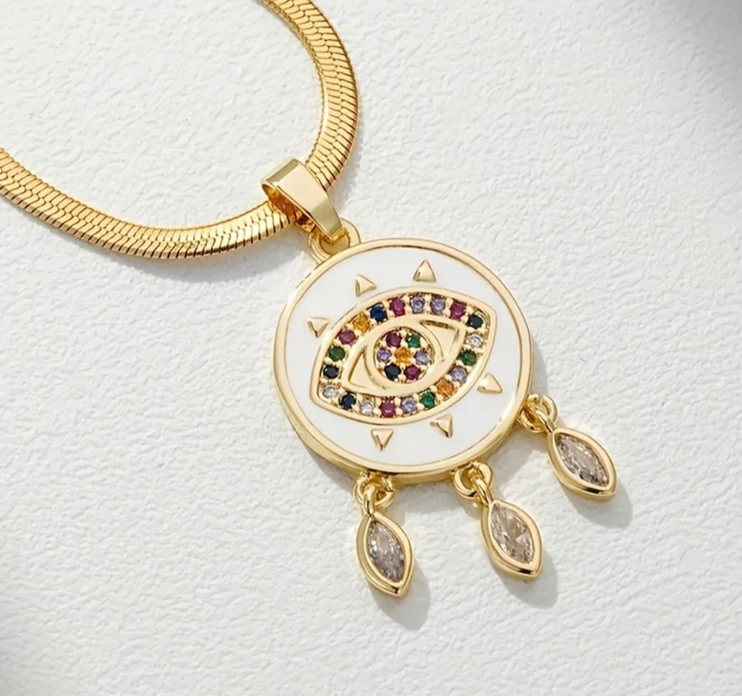 Serenity Eye With colorful Dimond Necklace