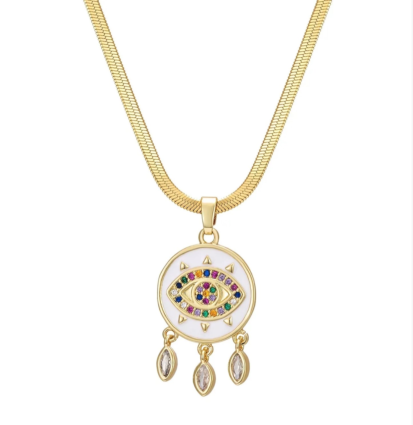Serenity Eye With colorful Dimond Necklace