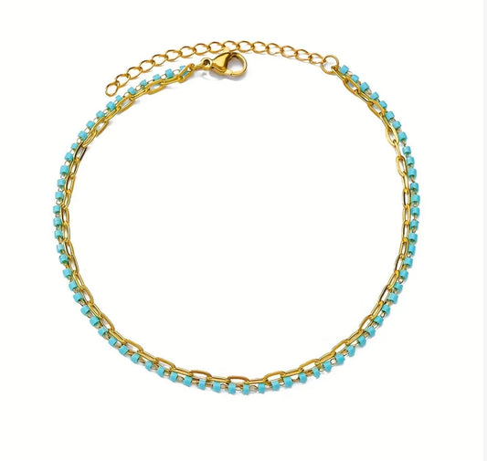 Boho Gold Turquoise Bracelet