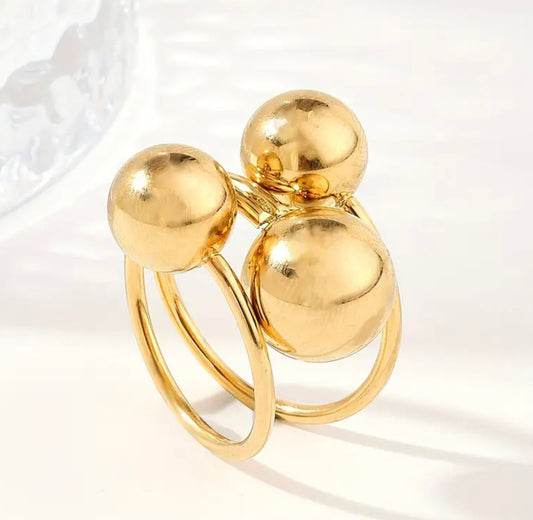 Luna Golden Bead Ring