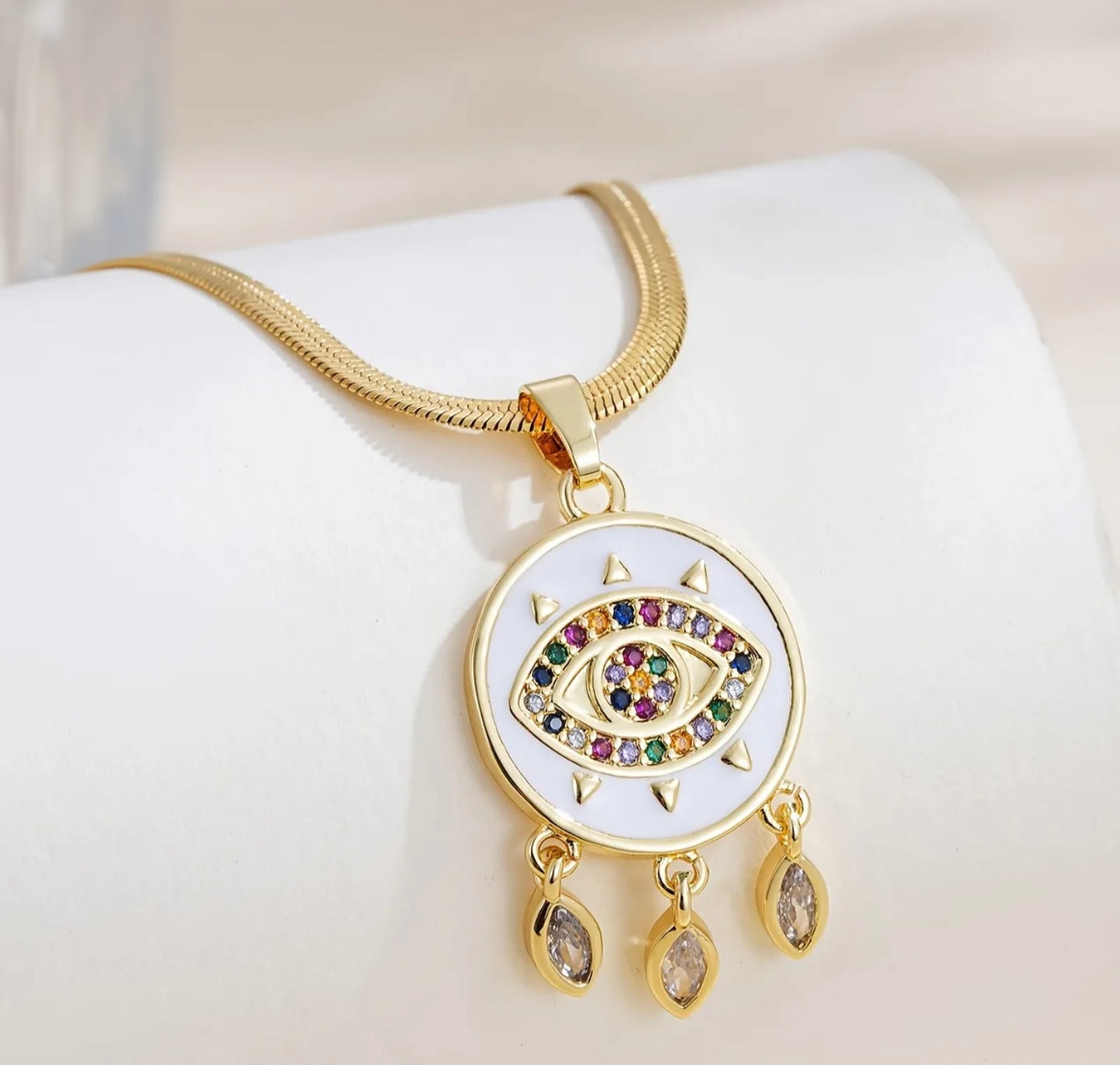 Serenity Eye With colorful Dimond Necklace