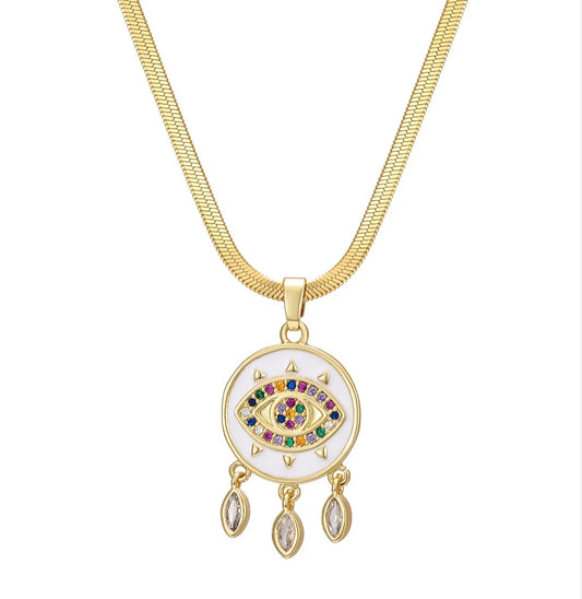 Serenity Eye With colorful Dimond Necklace