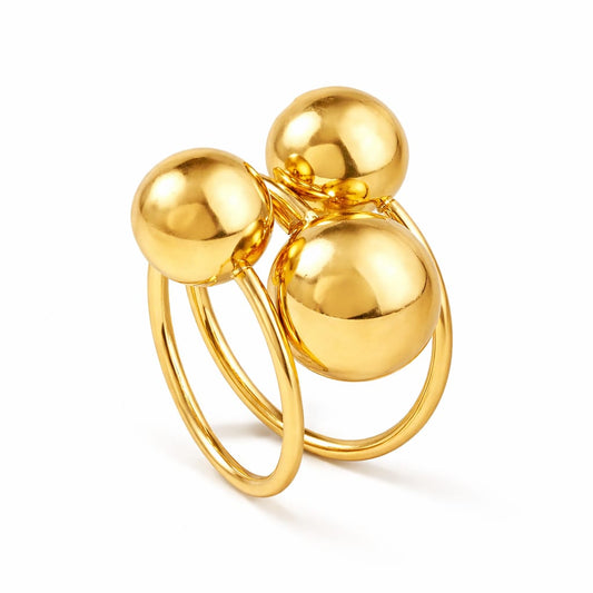 Luna Golden Bead Ring