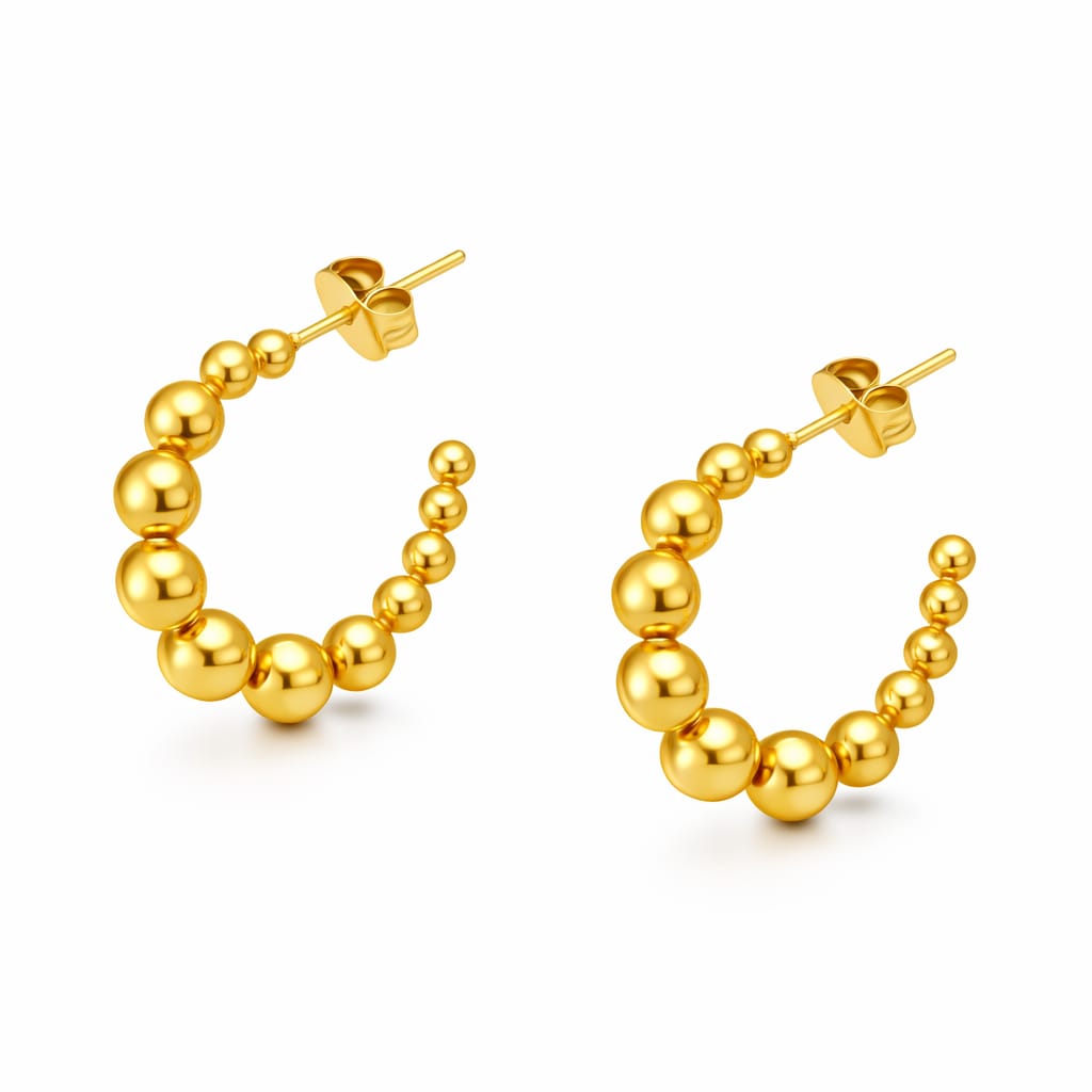 Luna Golden Bead Earrings