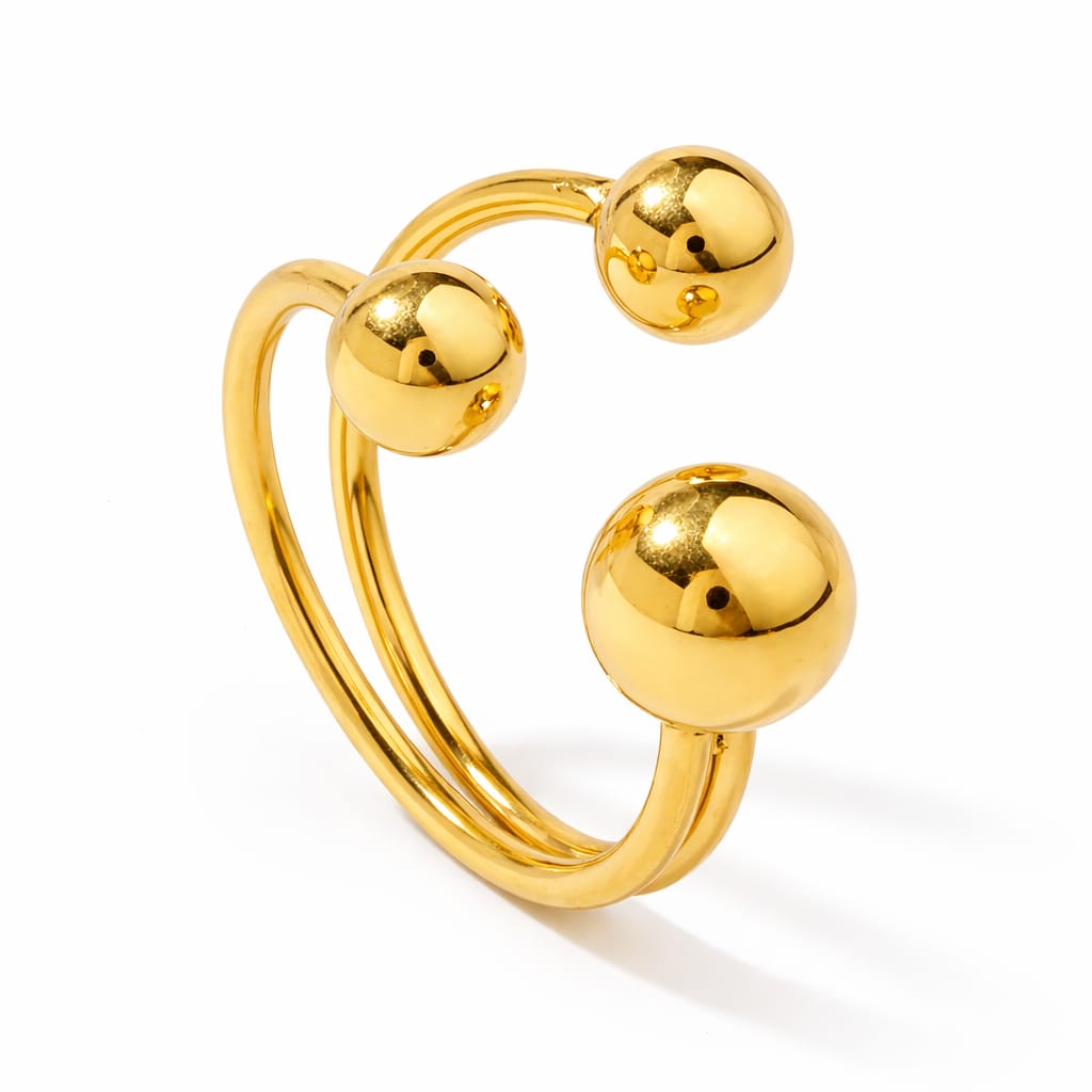 Luna Golden Bead Adjustable Ring