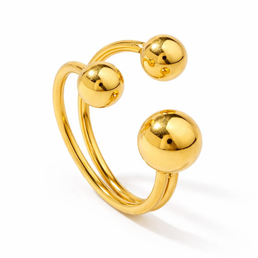 Luna Golden Bead Adjustable Ring