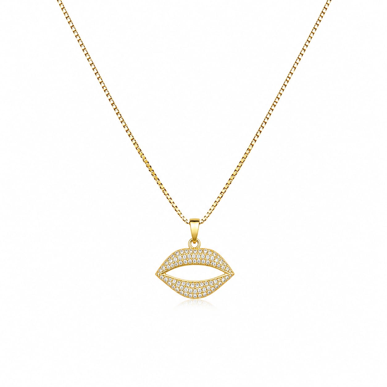 Kiss Me Golden Stainless Steel Chain Lips