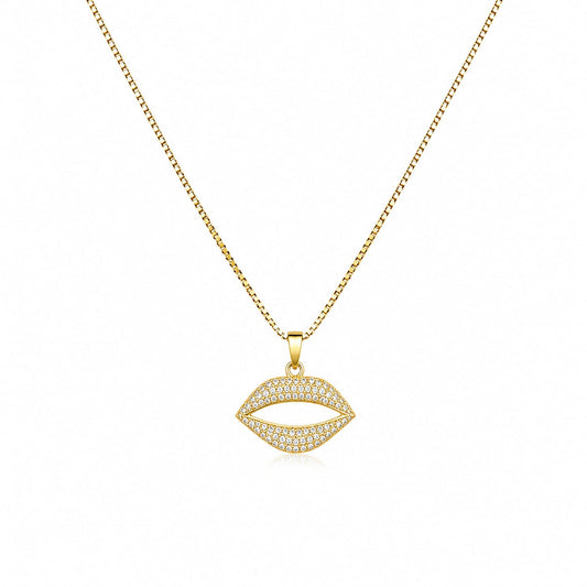 Kiss Me Golden Stainless Steel Chain Lips